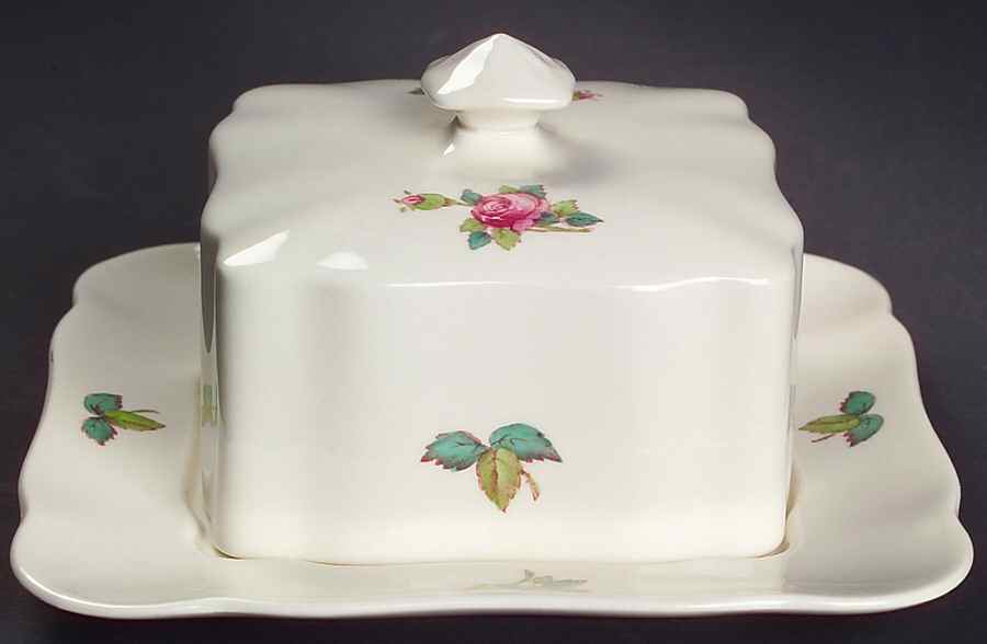 Billingsley Rose Pink (Old Backstamp) Square Covered Butter by Spode-1