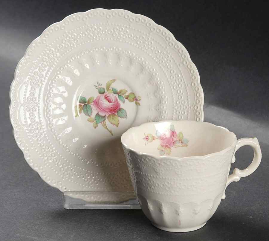 Billingsley Rose Pink (Old Backstamp) Flat Demitasse Cup & Saucer Set by Spode-1