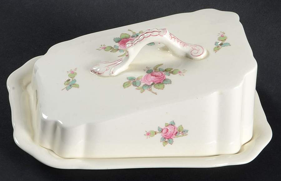 Billingsley Rose Pink (Old Backstamp) Cheese Dish with Lid (Wedge) by Spode-1