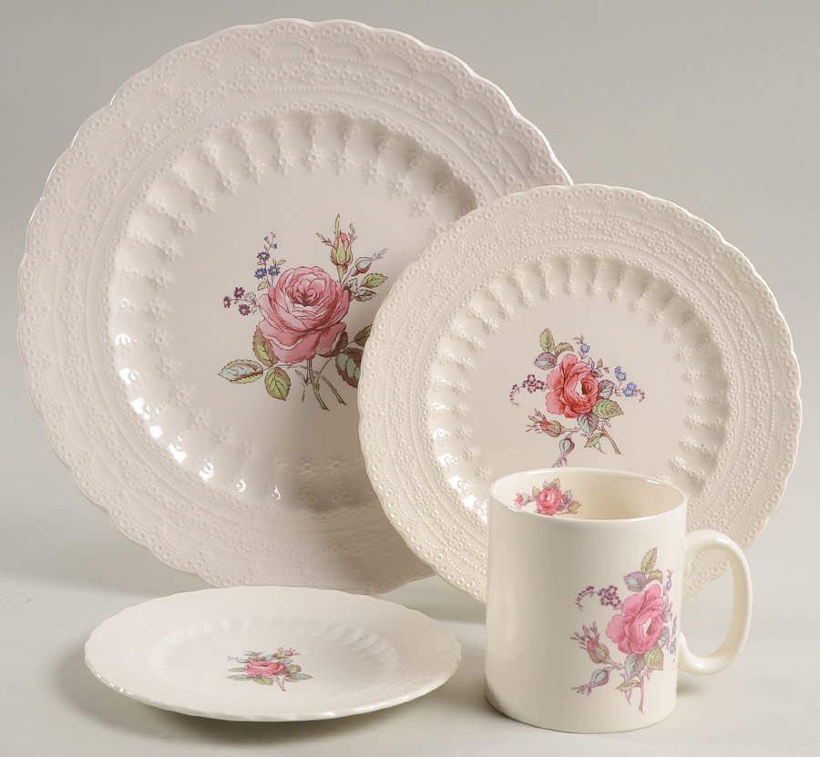 Billingsley Rose Pink (New Backstamp) 4 Piece Place Setting by Spode-1