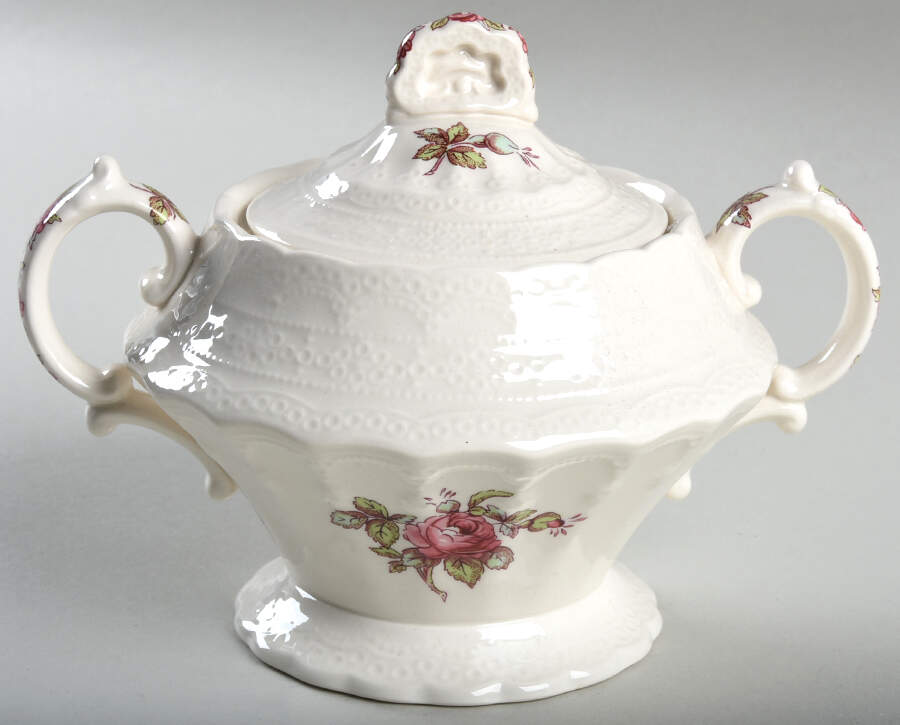 Billingsley Rose Pink (New Backstamp) Sugar Bowl & Lid by Spode-1