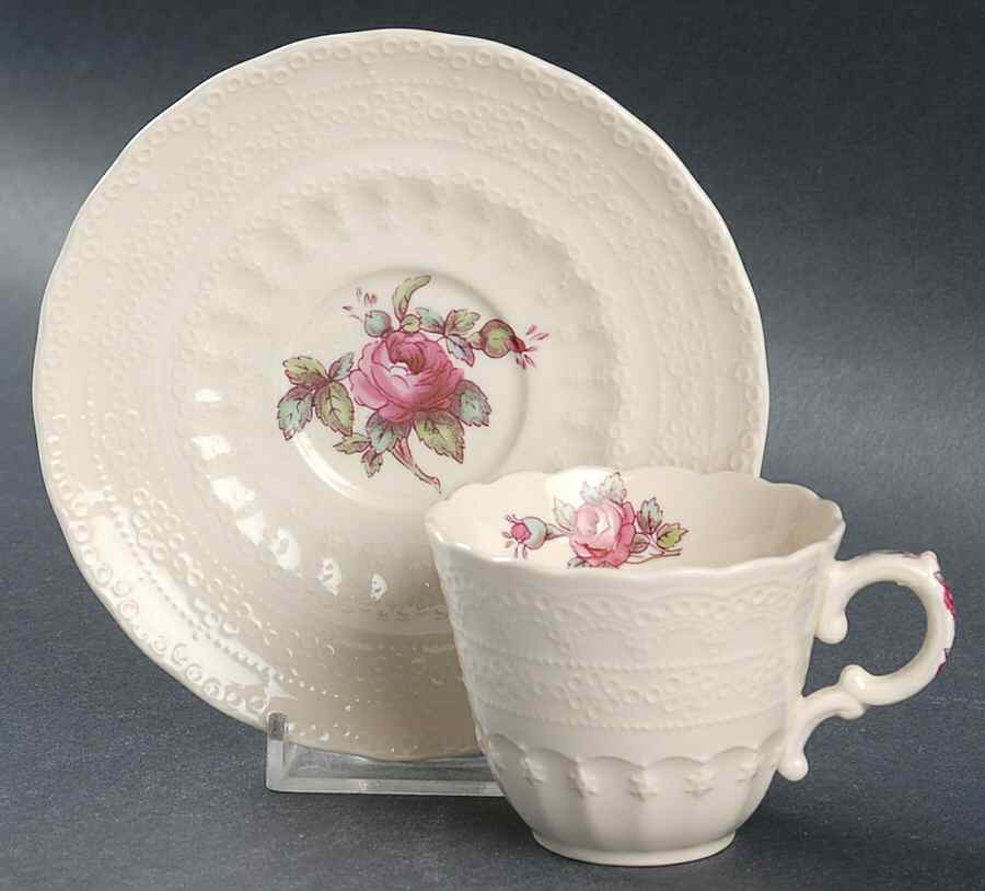 Billingsley Rose Pink (New Backstamp) Flat Demitasse Cup & Saucer Set by Spode-1