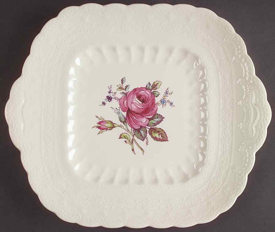 Billingsley Rose Pink (New Backstamp) Square Handled Cake Plate by Spode-1