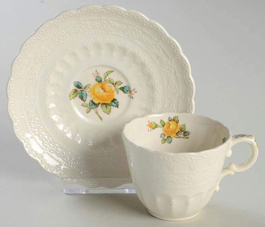 Billingsley Rose Yellow (Jewel) Flat Demitasse Cup & Saucer Set by Spode-1