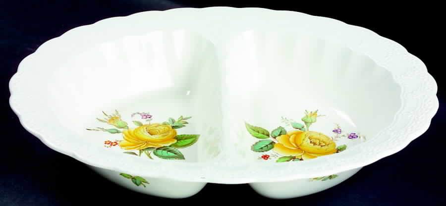 Billingsley Rose Yellow (Jewel) 11" Oval Divided Vegetable Bowl by Spode-1