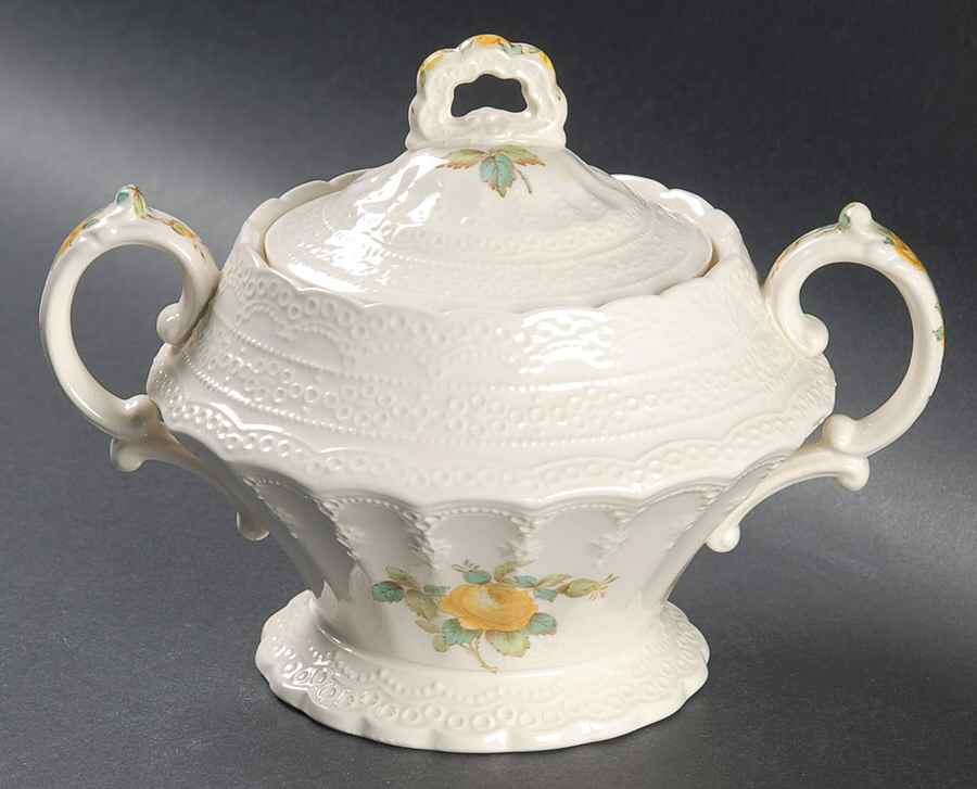Billingsley Rose Yellow (Jewel) Sugar Bowl & Lid by Spode-1