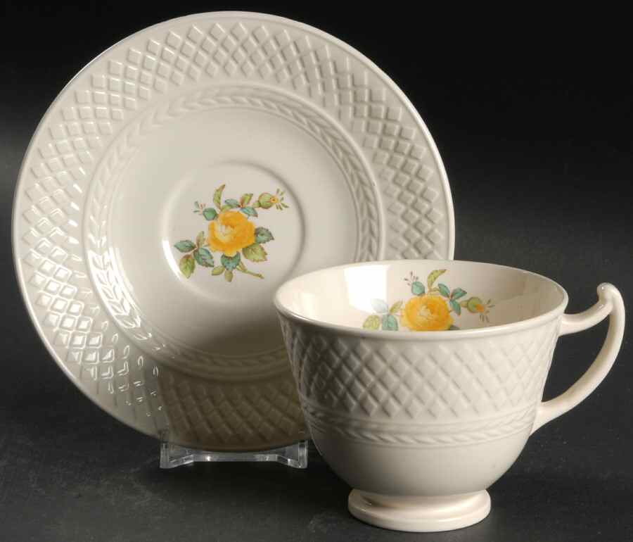 Billingsley Rose Yellow (Mansard) Footed Cup & Saucer Set by Spode-1