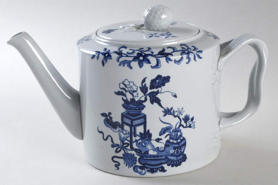 Blue Bowpot All Blue (Fine Newstone) Teapot & Lid by Spode-1