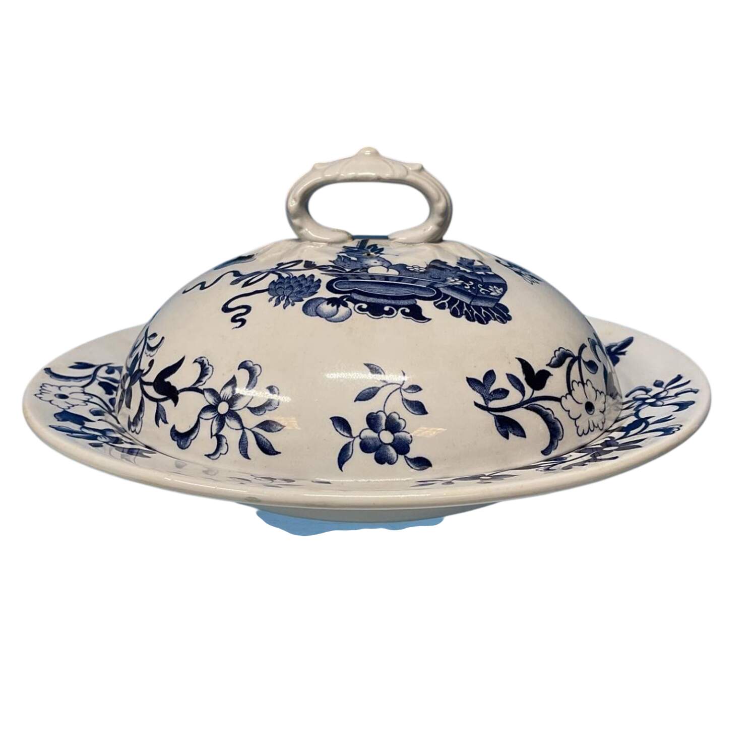 Blue Bowpot All Blue (Fine Newstone) Muffin Dish & Lid by Spode-1
