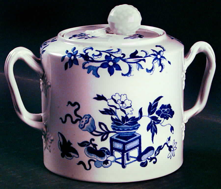 Blue Bowpot All Blue (Fine Newstone) Sugar Bowl & Lid by Spode-1