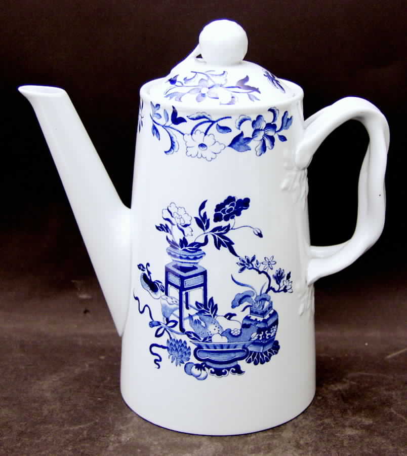 Blue Bowpot All Blue (Fine Newstone) Coffee Pot & Lid by Spode-1