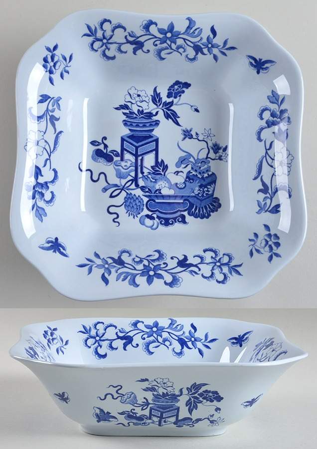 Blue Bowpot All Blue (Fine Newstone) 9" Square Vegetable Bowl by Spode-1