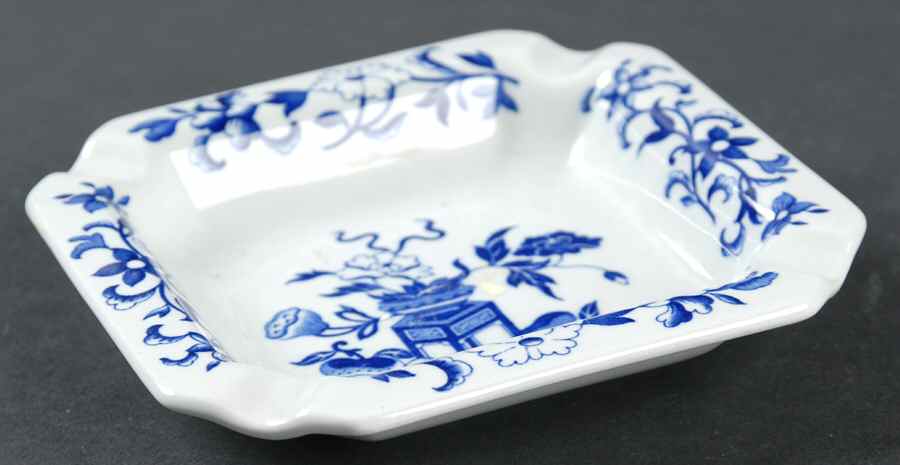 Blue Bowpot All Blue (Fine Newstone) Small Square Ashtray by Spode-1