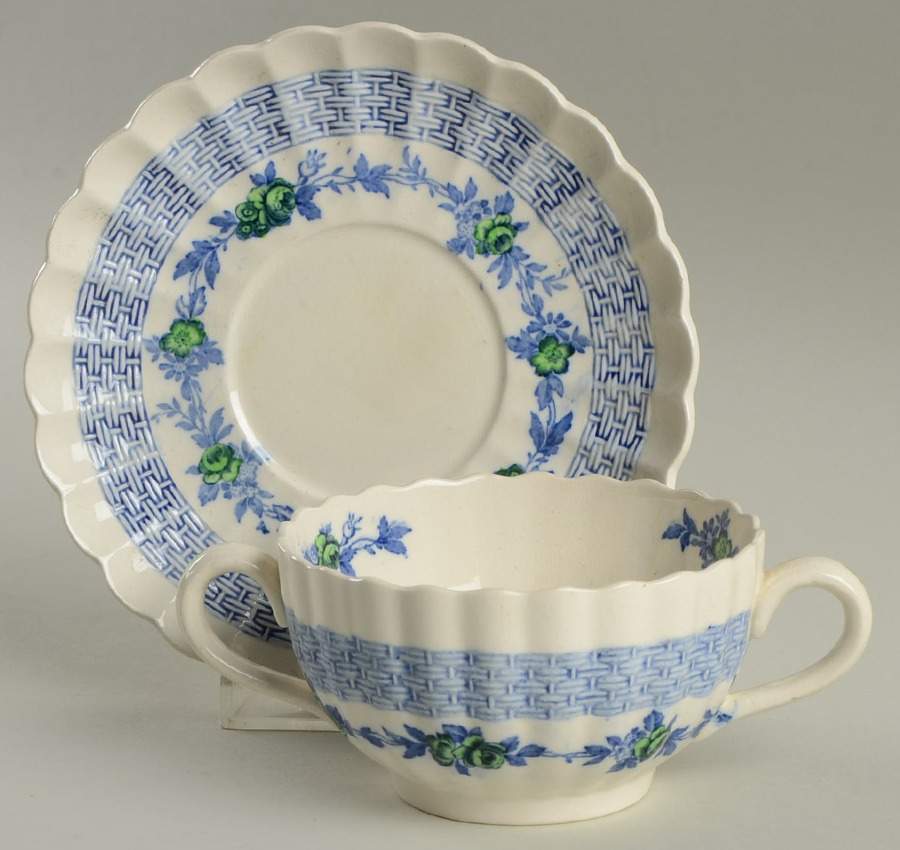 Blue Belle Flat Bouillon Cup & Saucer by Spode-1