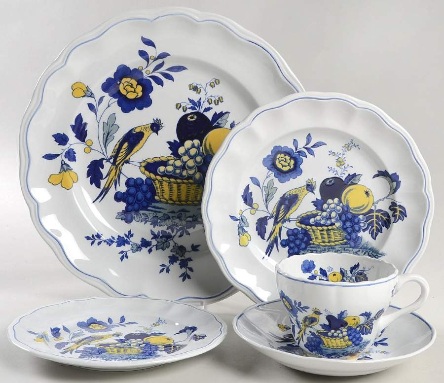 Blue Bird (Fine Stone) 5 Piece Place Setting by Spode-1