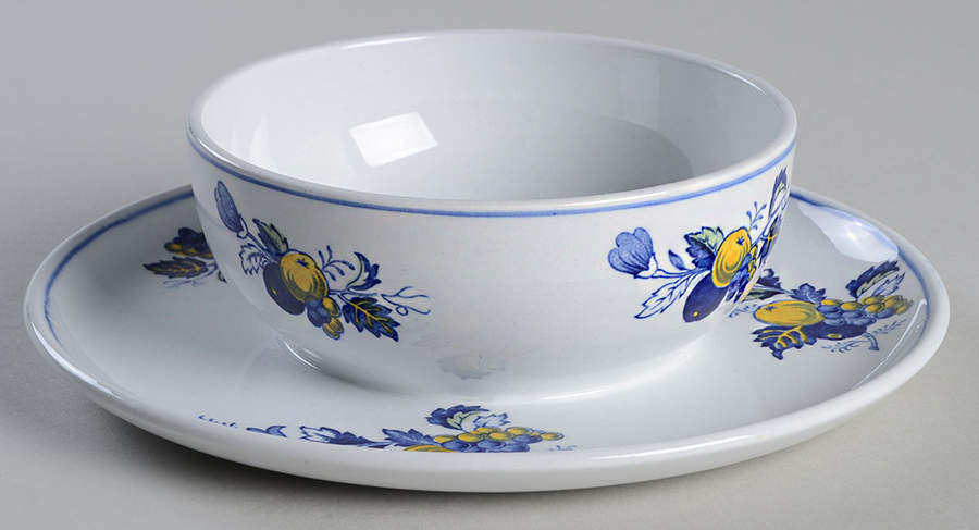 Blue Bird (Fine Stone) Mayonnaise with Attached Underplate by Spode-1