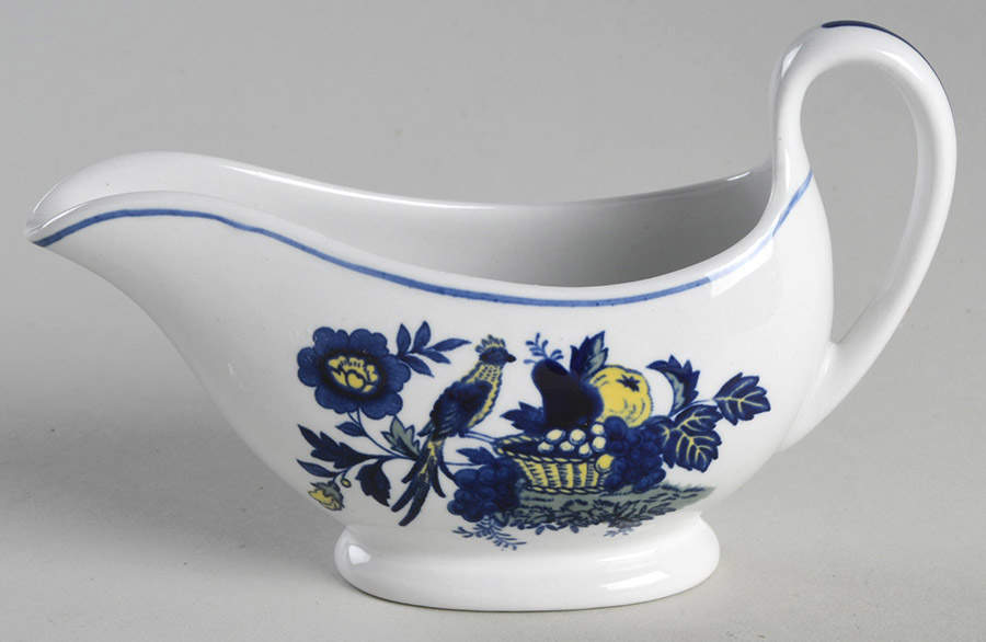 Blue Bird (Fine Stone) Individual Gravy Boat by Spode-1