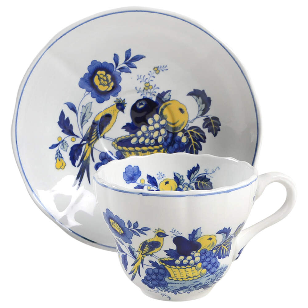 Blue Bird (Fine Stone) Flat Cup & Saucer Set by Spode-1