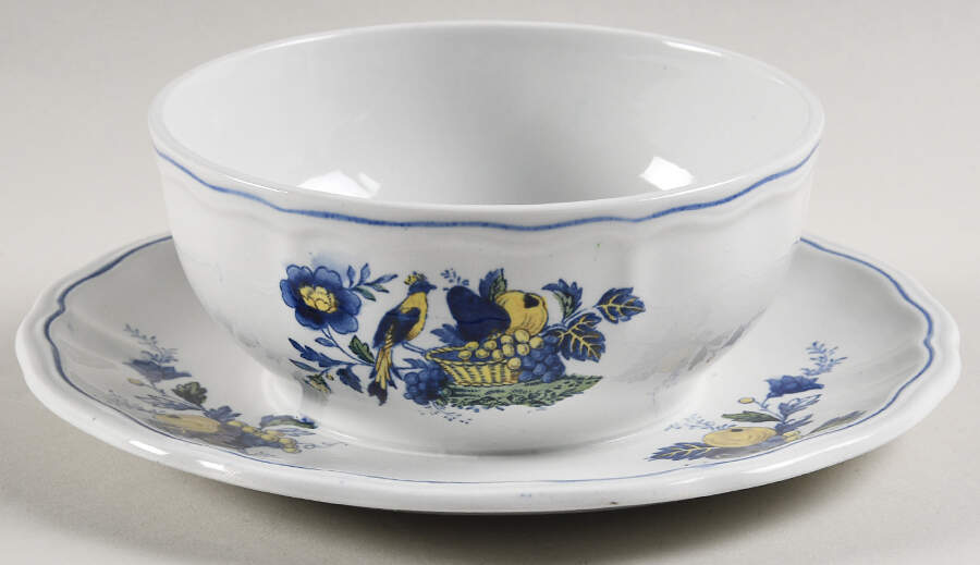 Blue Bird (Fine Stone) Mayonaisse w/Attached Underplate No Lid by Spode-1