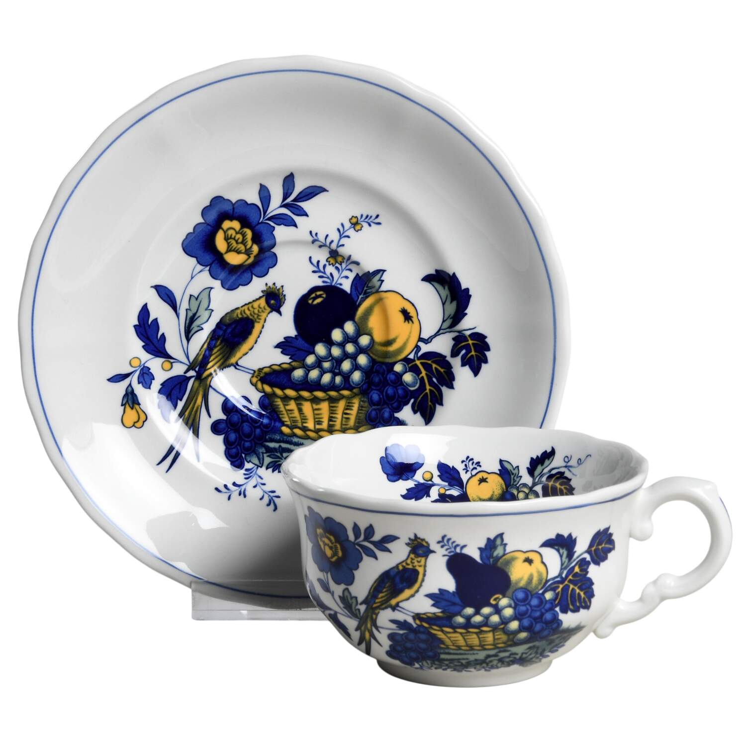 Blue Bird (Fine Stone) Flat Cup & Saucer Set by Spode-1