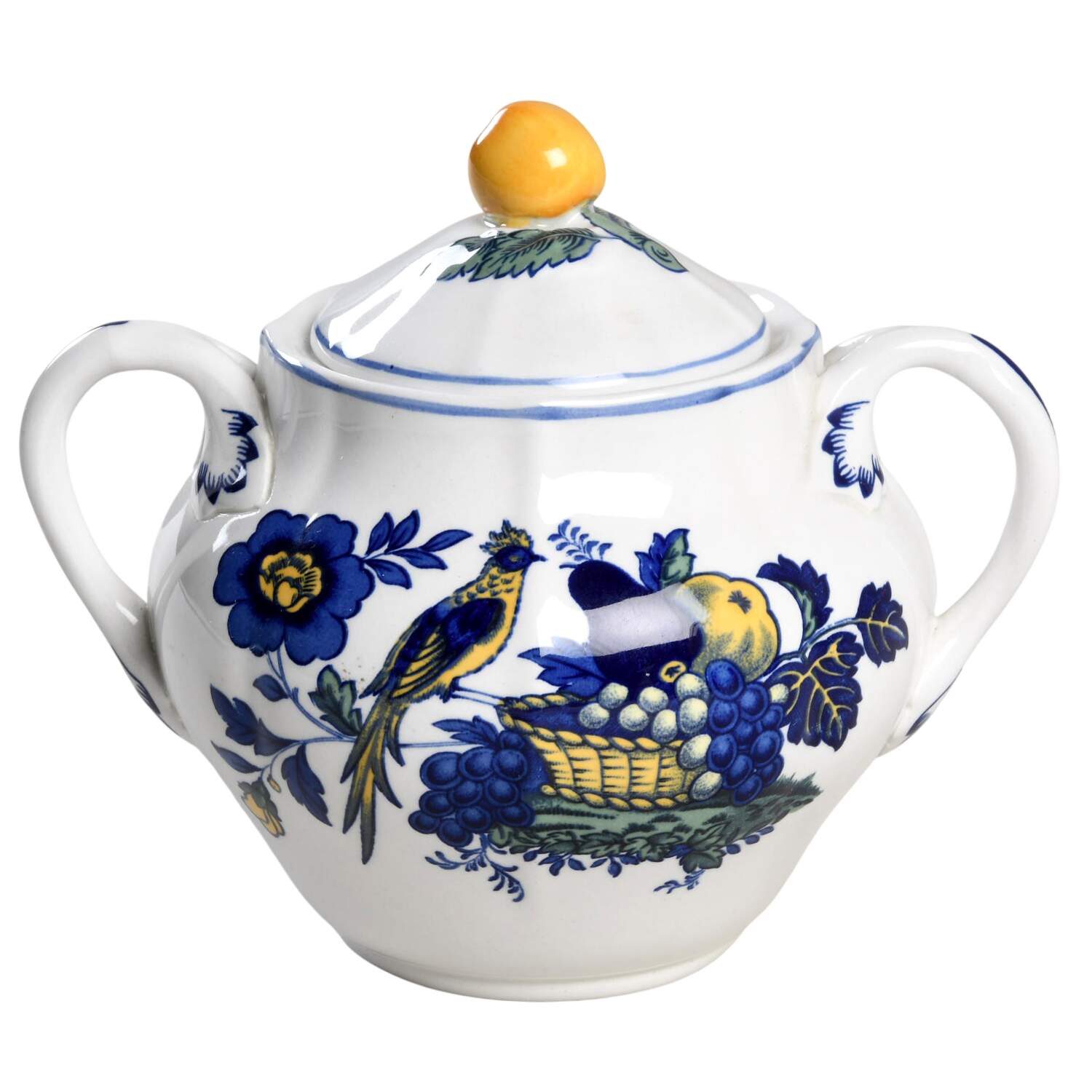 Blue Bird (Fine Stone) Sugar Bowl & Lid by Spode-1