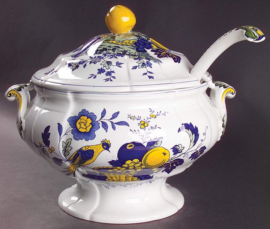 Blue Bird (Fine Stone) Tureen & Lid w/Ladle by Spode-1