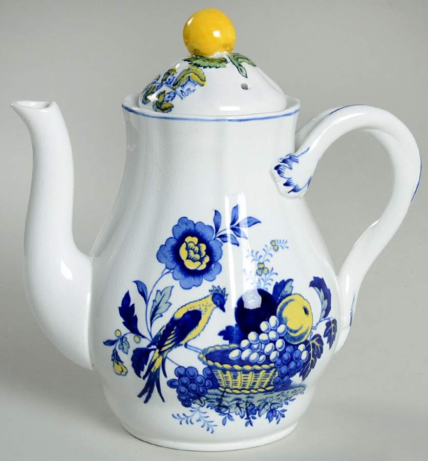 Blue Bird (Fine Stone) Mini Coffee Pot & Lid by Spode-1