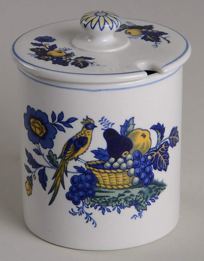 Blue Bird (Fine Stone) Jam/Jelly & Lid by Spode-1