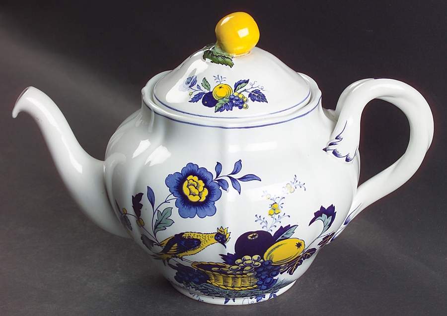 Blue Bird (Fine Stone) Teapot & Lid by Spode-1