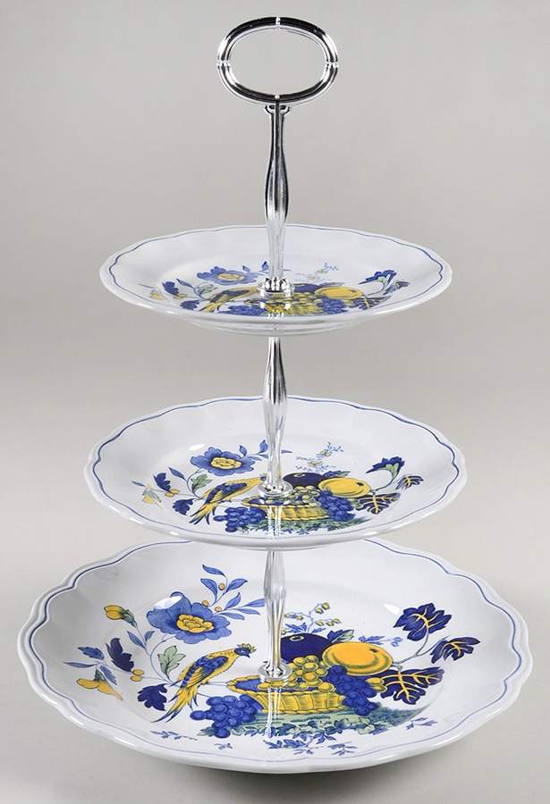 Blue Bird (Fine Stone) 3-Tiered Serving Tray (DP, SP, BB) by Spode-1