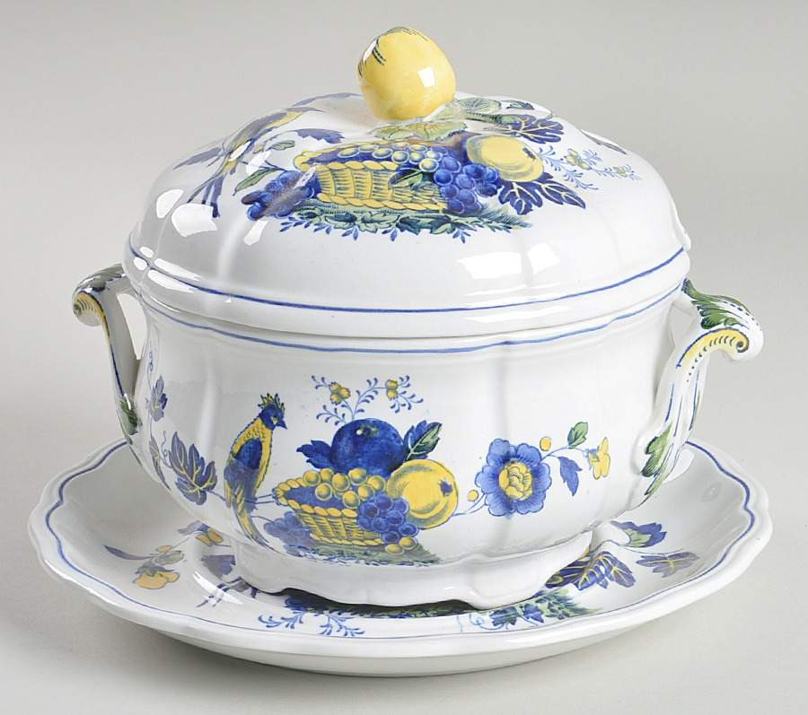 Blue Bird (Fine Stone) Sauce Boat & Lid with Underplate by Spode-1