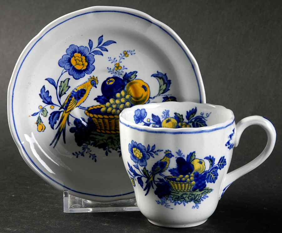 Blue Bird (Fine Stone) Flat Demitasse Cup & Saucer Set by Spode-1