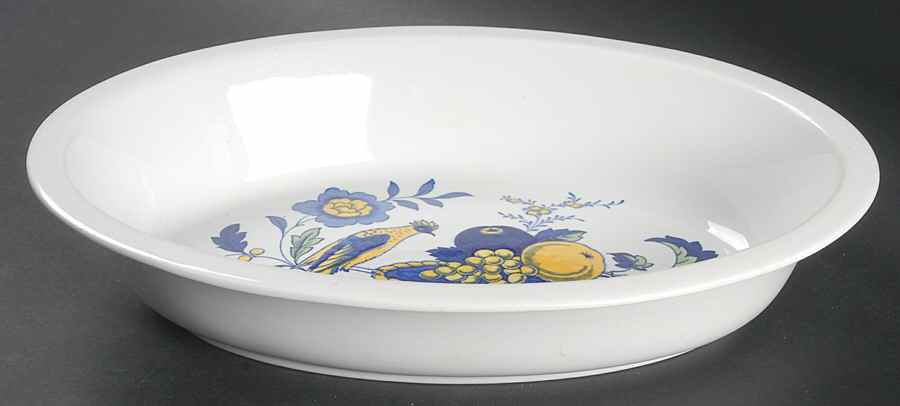 Blue Bird (Fine Stone) 12" Oval Vegetable Bowl by Spode-1
