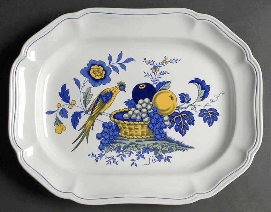Blue Bird (Fine Stone) 14" Oval Serving Platter by Spode-1