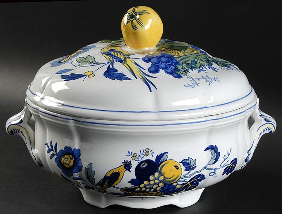 Blue Bird (Fine Stone) Round Covered Vegetable by Spode-1