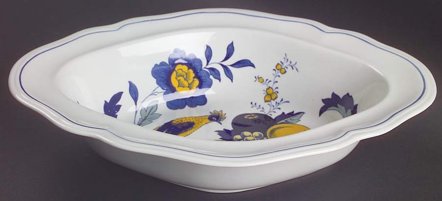Blue Bird (Fine Stone) 10" Oval Vegetable Bowl by Spode-1