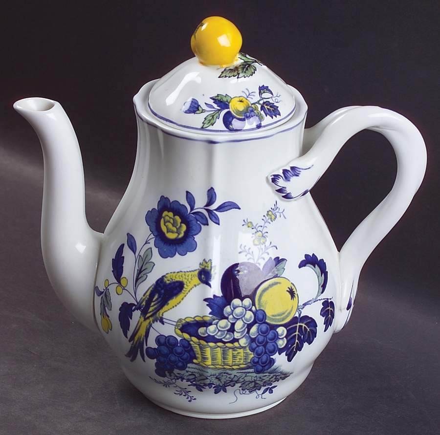 Blue Bird (Fine Stone) Small Coffee Pot & Lid by Spode-1