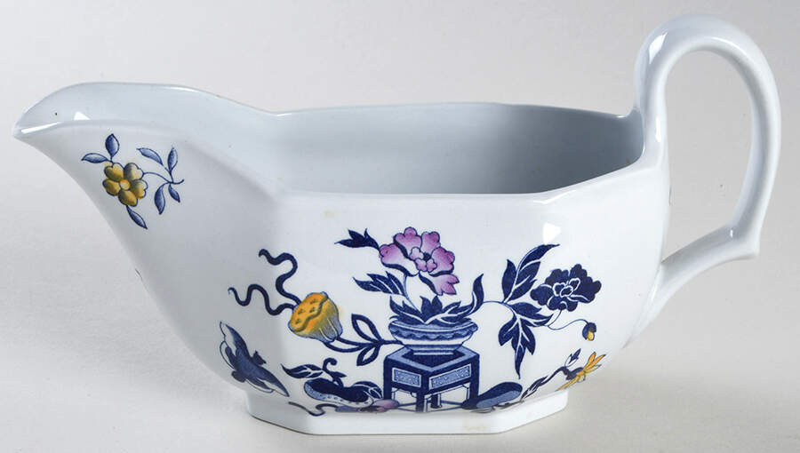 Blue Bowpot Multicolor Gravy Boat by Spode-1