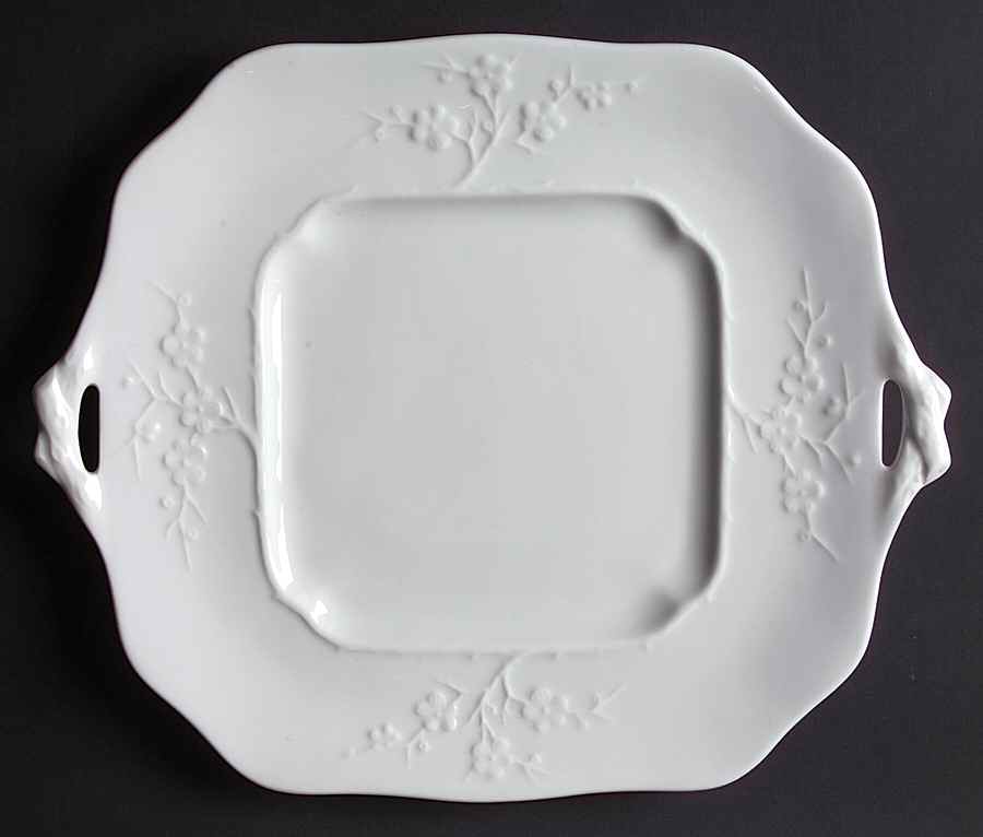Blanche De Chine (All White) Square Handled Cake Plate by Spode-1
