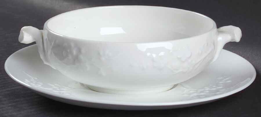 Blanche De Chine (All White) Flat Cream Soup & Saucer Set by Spode-1