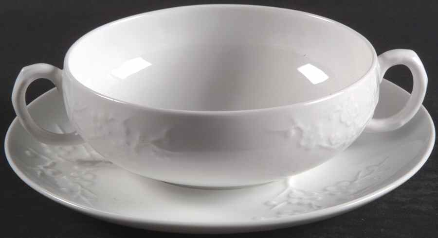 Blanche De Chine (All White) Flat Cream Soup Bowl & Saucer Set by Spode-1