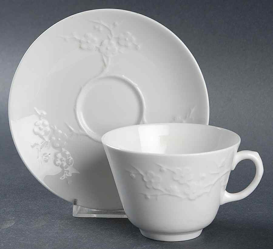 Blanche De Chine (All White) Footed Cup & Saucer Set by Spode-1