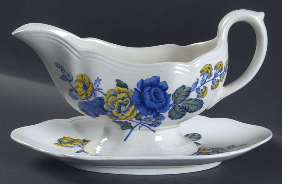 Blue Flowers Gravy Boat & Underplate by Spode-1
