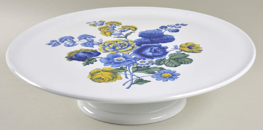 Blue Flowers 12" Diameter Pedestal Cake Stand by Spode-1