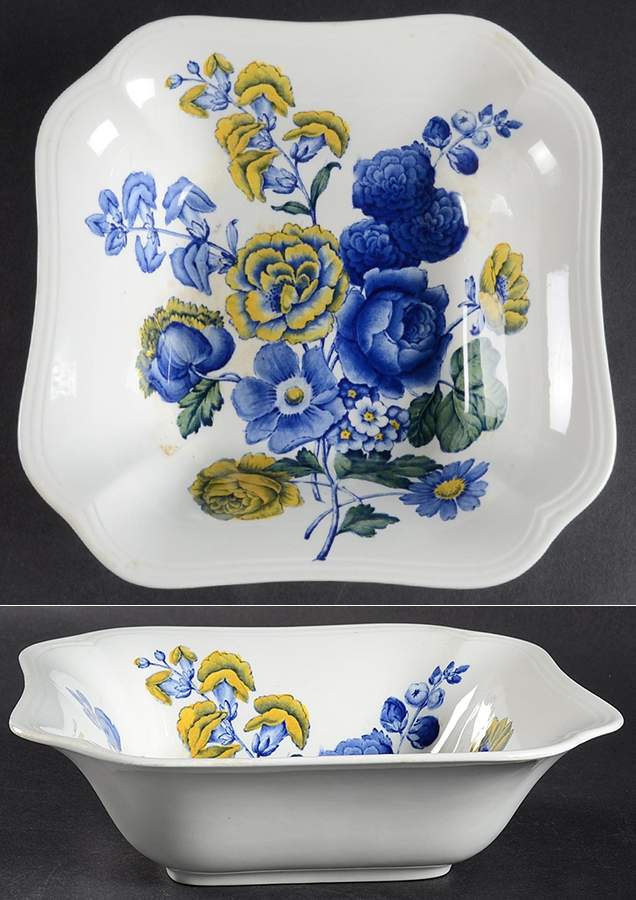 Blue Flowers 7" Square Vegetable Bowl by Spode-1