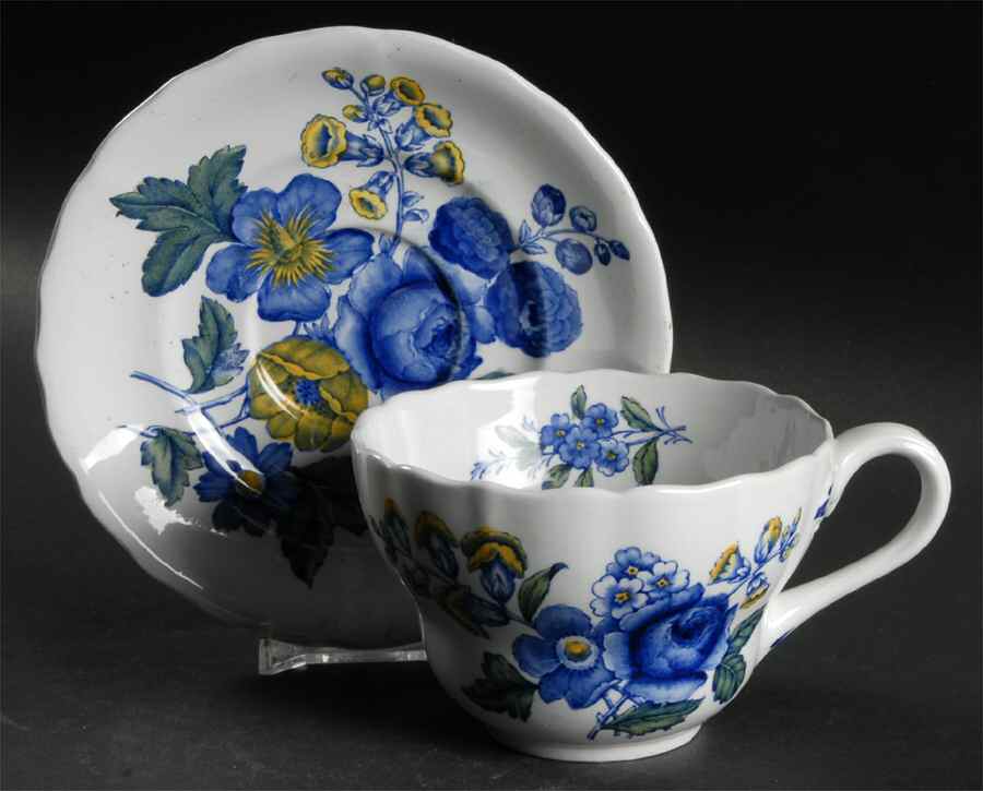 Blue Flowers Oversized Cup & Saucer Set by Spode-1