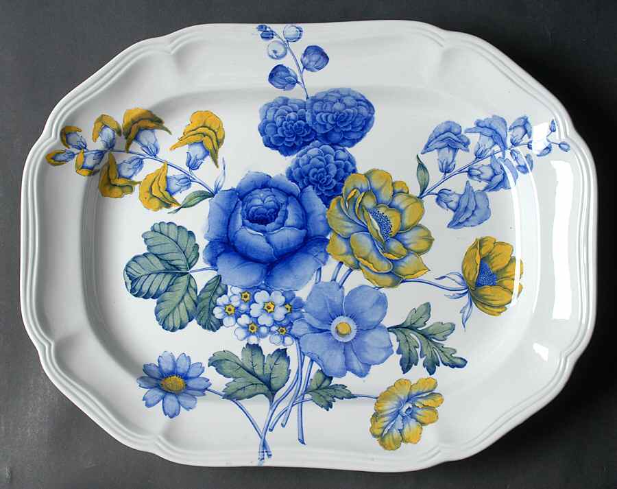 Blue Flowers 14" Oval Serving Platter by Spode-1