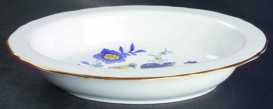 Blue Harvest Blue Bird (Gold Trim) 9" Oval Vegetable Bowl by Spode-1