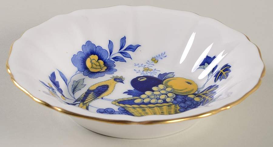 Blue Harvest Blue Bird (Gold Trim) Fruit/Dessert (Sauce) Bowl by Spode-1