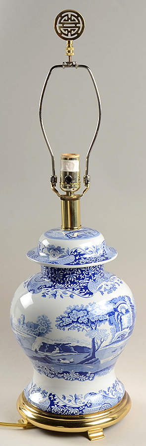 Blue Italian Electric Temple Jar Lamp No Shade by Spode-1